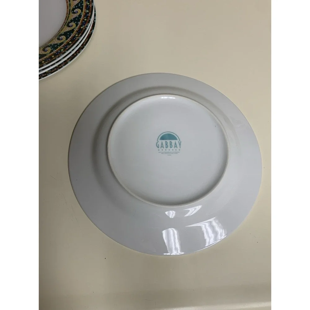 Mosaic by Gabbay GBB13 Dinner Plates  Set Of 4 Geometric Scroll Wave